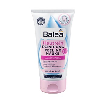 Hautrein masque peeling 3en1 argile rose, 150 ml-balea